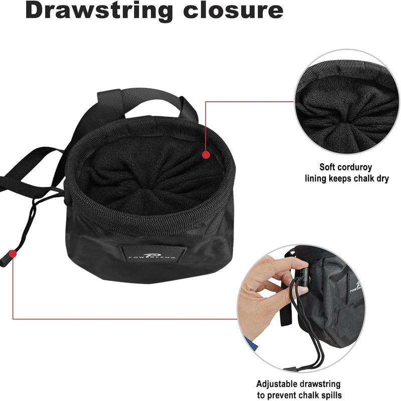powerfeng Chalk Bag for Rock Climbing & Bouldering: Outdoor Indoor Chalk Bag for Men & Women Climbing Equipment & Accessories - Image 2